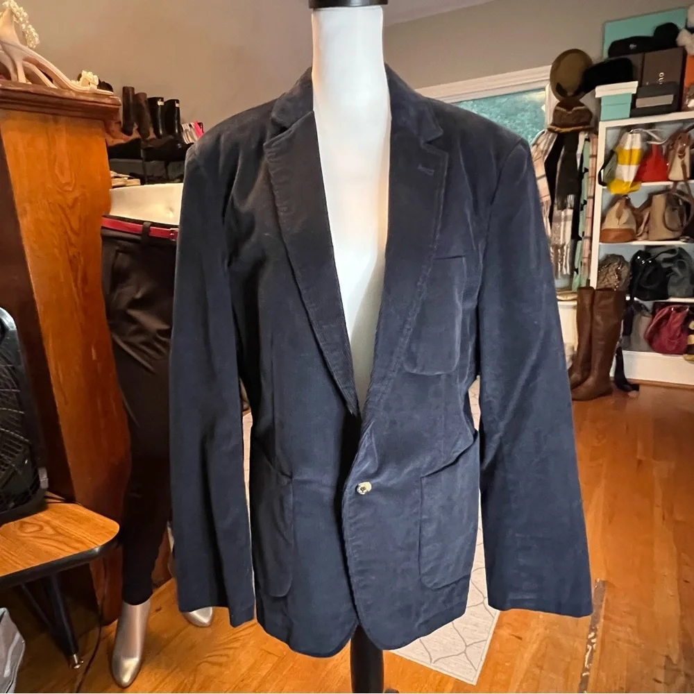 JACHS Men's Navy Corduroy Blazer Sz L